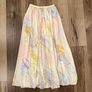 Colorful Striped High Waisted Sheer Maxi Skirt